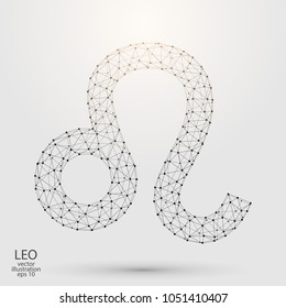 Sign of the zodiac Leo composed of 3D triangles, lines, dots and formations. Vector illustration of the EPS 10.