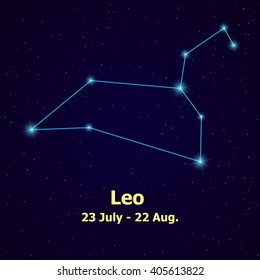 Sign of the zodiac Leo is the starry sky, vector Illustration.