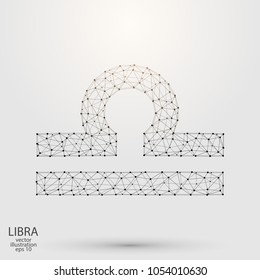 Sign of the zodiac Libra composed of 3D triangles, lines, dots and formations. Vector illustration of the EPS 10.