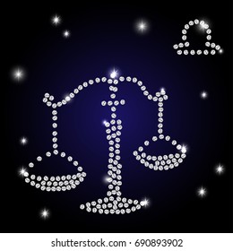 Sign of the zodiac Libra is the starry sky, vector Illustration. Contour icon.