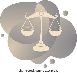 Sign of the zodiac Libra.
Vector image suitable for printing. Their element is air according to the horoscope, so they are created in a grey-beige shade. The graphic depicts an ancient isosceles scale