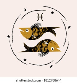 Sign of the Zodiac Pisces. Vector illustration.