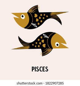 Sign of the Zodiac Pisces. Vector illustration.