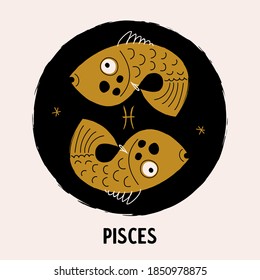 Sign of the Zodiac Pisces. Vector illustration.