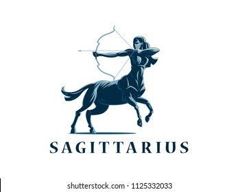 Sign of the zodiac Sagittarius. The centaur shoots a bow. Vector illustration.