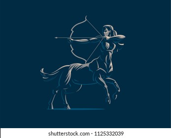 Sign of the zodiac Sagittarius. The centaur shoots a bow. Vector illustration.