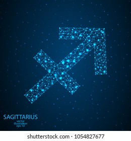 Sign of the zodiac Sagittarius composed of 3D triangles, lines, dots and formations. Vector illustration of the EPS 10.