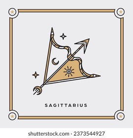 Sign of the zodiac Sagittarius. Horoscope sign line art silhouette design vector illustration.