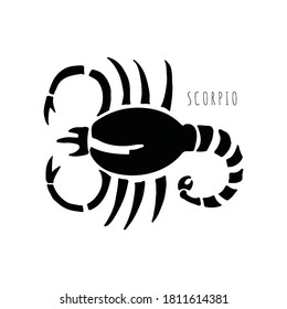 Sign of zodiac Scorpio. Hand drawn vector illustration isolated on white background. Design for apparel, postcard, card, tattoo.