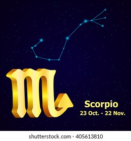 Sign of the zodiac Scorpio is the starry sky, vector Illustration.