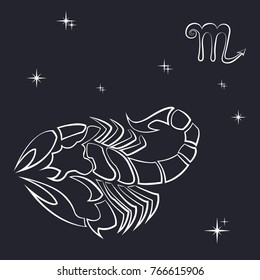 Sign of the zodiac Scorpio is the starry sky, vector Illustration. Contour icon.