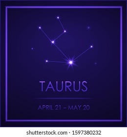 Sign of the zodiac with a signature. Star sign of the zodiac taurus. Template for flyers of fortune-telling cards, predictions, horoscopes