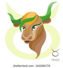Sign of the zodiac Taurus is riding a bull. Constellation of Taurus. Vector illustration.