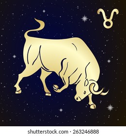 Sign of the zodiac Taurus is the starry sky, vector Illustration.  Contour icon.
