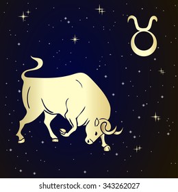 Sign of the zodiac Taurus is the starry sky, vector Illustration.  Contour icon.