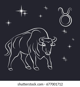 Sign of the zodiac Taurus is the starry sky, vector Illustration. Contour icon.