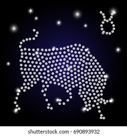 Sign of the zodiac Taurus is the starry sky, vector Illustration. Contour icon.