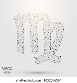 Sign of the zodiac Virgo composed of 3D triangles, lines, dots and formations. Vector illustration of the EPS 10.