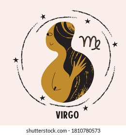 Sign of the zodiac Virgo. Constellation of the Virgo. Vector illustration.