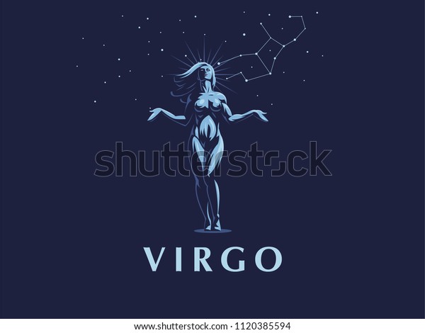 Sign of the zodiac Virgo. Constellation of\
the Virgo. Vector\
illustration.
