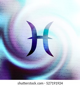 The sign of zodiac Virgo on a white blur background.