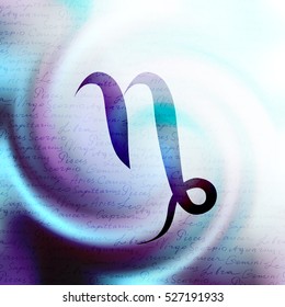 The sign of zodiac Virgo on a white blur background.