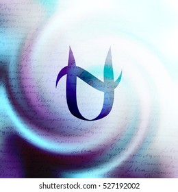 The sign of zodiac Virgo on a white blur background.