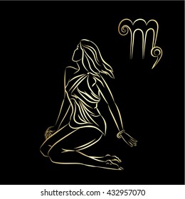 Sign of the zodiac Virgo is the starry sky, vector Illustration. Contour icon.
