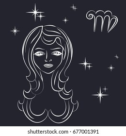 Sign of the zodiac Virgo is the starry sky, vector Illustration. Contour icon.