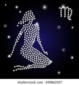 Sign of the zodiac Virgo is the starry sky, vector Illustration. Contour icon.
