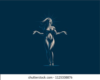 Sign of the zodiac Virgo. Vector illustration.