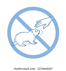Sign for zoos or parks: do not pet the animals. Danger of biting animals, Hand drawn doodle vector illustration.
