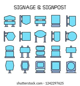 signage, billboard and signpost icons blue theme