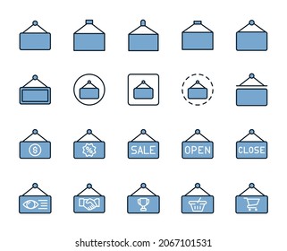 Iconos de diseño de carteles. Iconos vectoriales de línea delgada para conceptos móviles y aplicaciones web. Iconos de primera calidad en un estilo plano de moda. Colección del logotipo del esquema de color de alta calidad