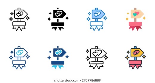  Wedding signage icon set multiple style vector collection. Editable Stroke 
