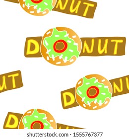Signage pattern. Color outline drawing. Hand drawn vector illustration. Seamless texture. On white background.