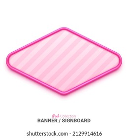 Signage with pink border. Empty mockup for text and graphic. Vector illustration