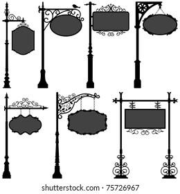 Signage Shop Sign Route Pole Information Frame Direction Plate Ornate Banner