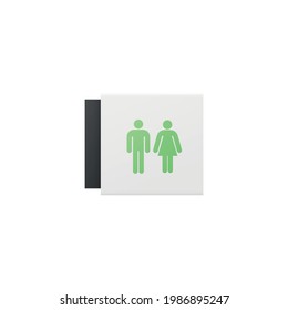 Signage or sign with green male and female silhouettes on white board, realistic vector illustration isolated on white background. Information signboard panel.