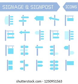 signage and signpost icon set