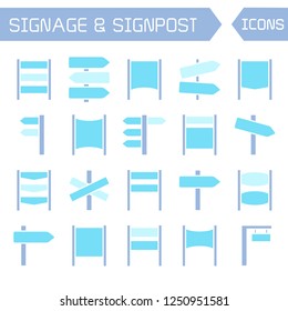signage and signpost icon set