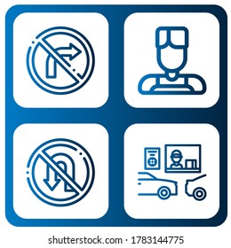 signage simple icons set. Contains such icons as No turn right, Barber, No turn, Drive thru, can be used for web, mobile and logo