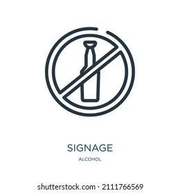 signage thin line icon. label, simple linear icons from alcohol concept isolated outline sign. Vector illustration symbol element for web design and apps.