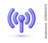 Signal 3d on white background. Internet network. Radio antenna icon. Vector illustration design