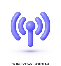 Signal 3d on white background. Internet network. Radio antenna icon. Vector illustration design