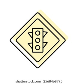 Signal Ahead Sign color shadow thinline icon , vector, pixel perfect, illustrator file