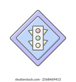 Signal Ahead Sign lineal color icon , vector, pixel perfect, illustrator file