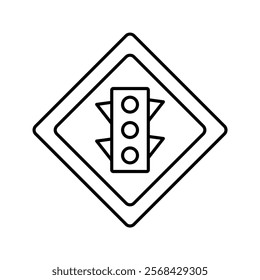 Signal Ahead Sign thinline icon , vector, pixel perfect, illustrator file