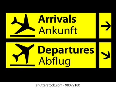 Signal airport arrivals and departures in German