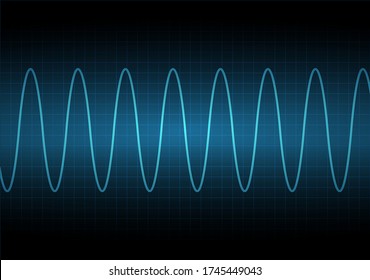 Signal Amplitude. Voltage Waveform. Sound Wave Of Light On A Dark Background. Stock Vector Illustration.